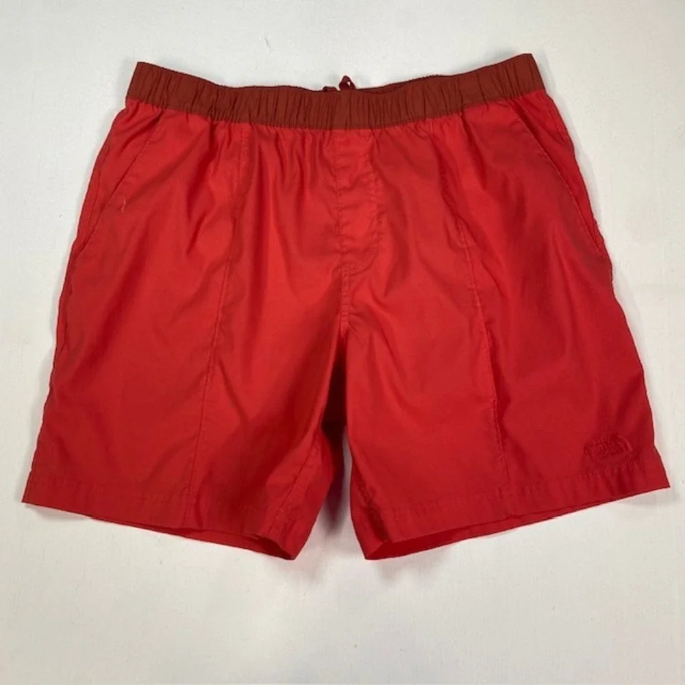 The North Face Mens Class V Water Shorts Red Rust Elastic Waist Size Large L
